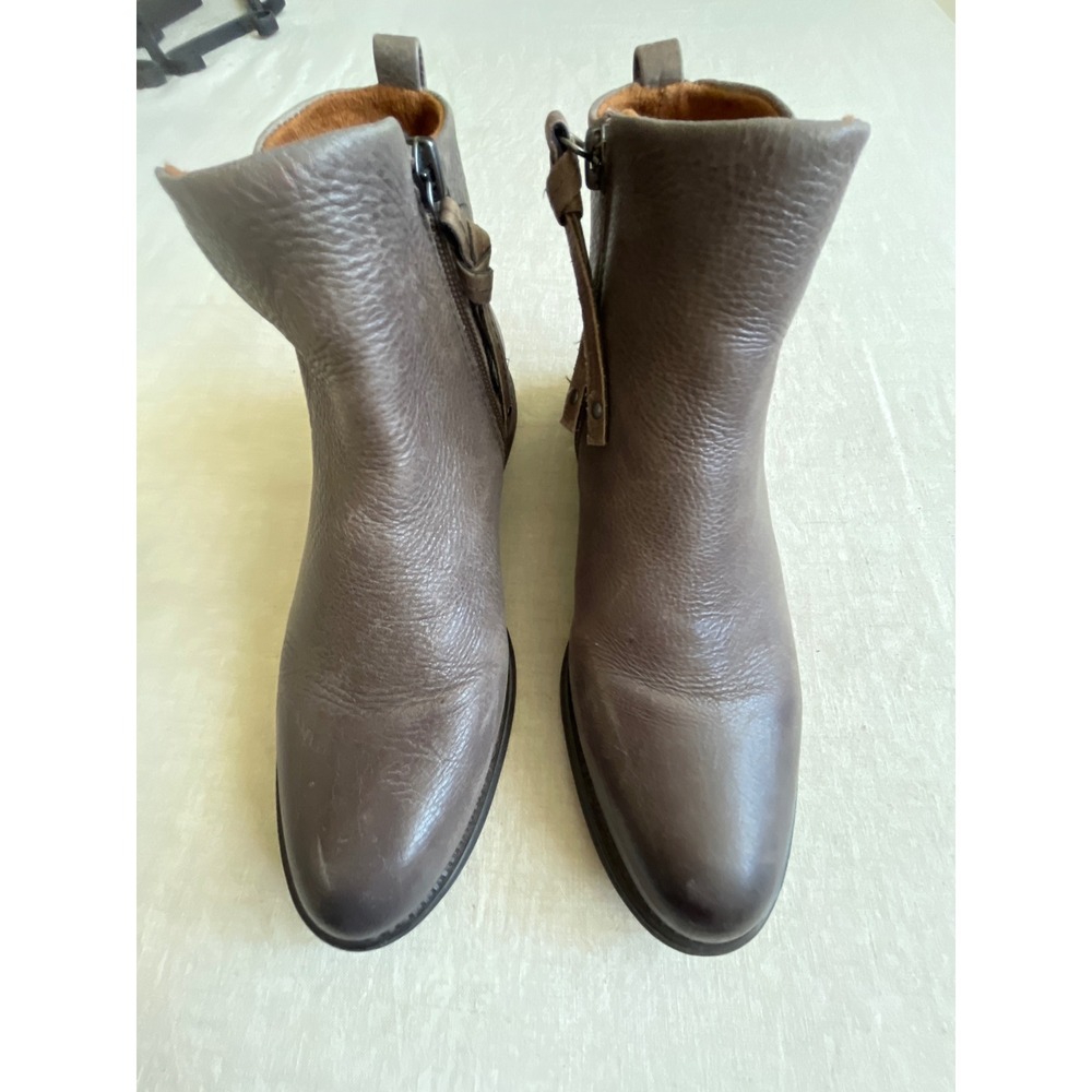Franco Sarto Nyla Womens 7.5 Grey Leather Ankle Boots Tassel Zip Booties
